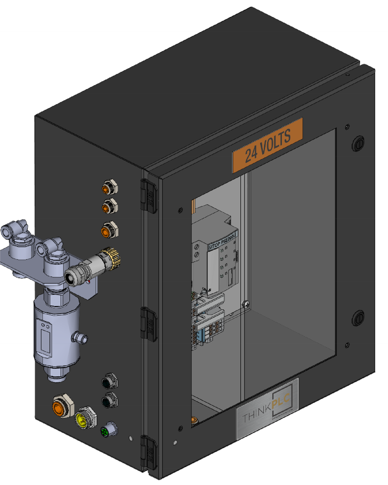 Spindle control enclosure, exterior isometric view