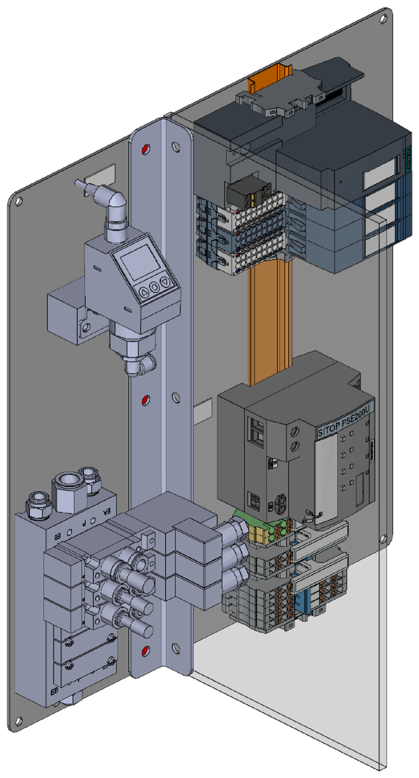 Subpanel assembly, isometric view