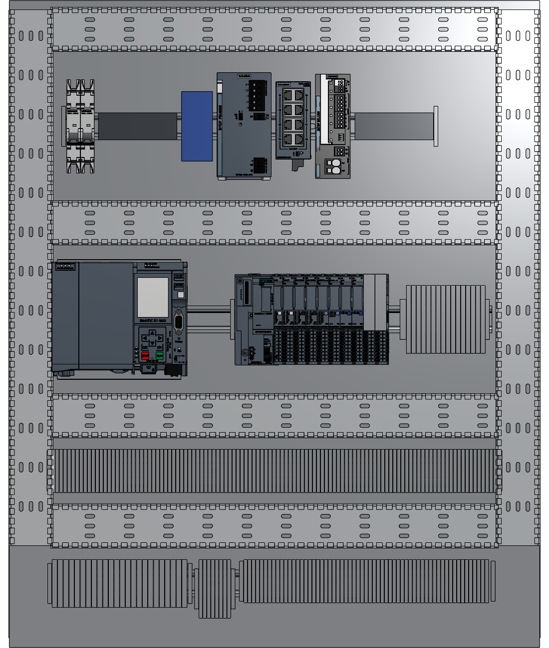 Control panel subpanel layout with CPU, I/O and terminals