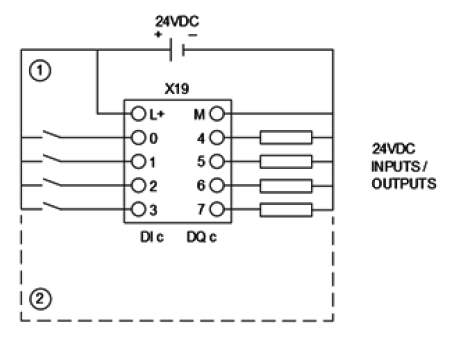 SB 1223 DI 4x24VDC / DQ 4x24VDC wiring diagram