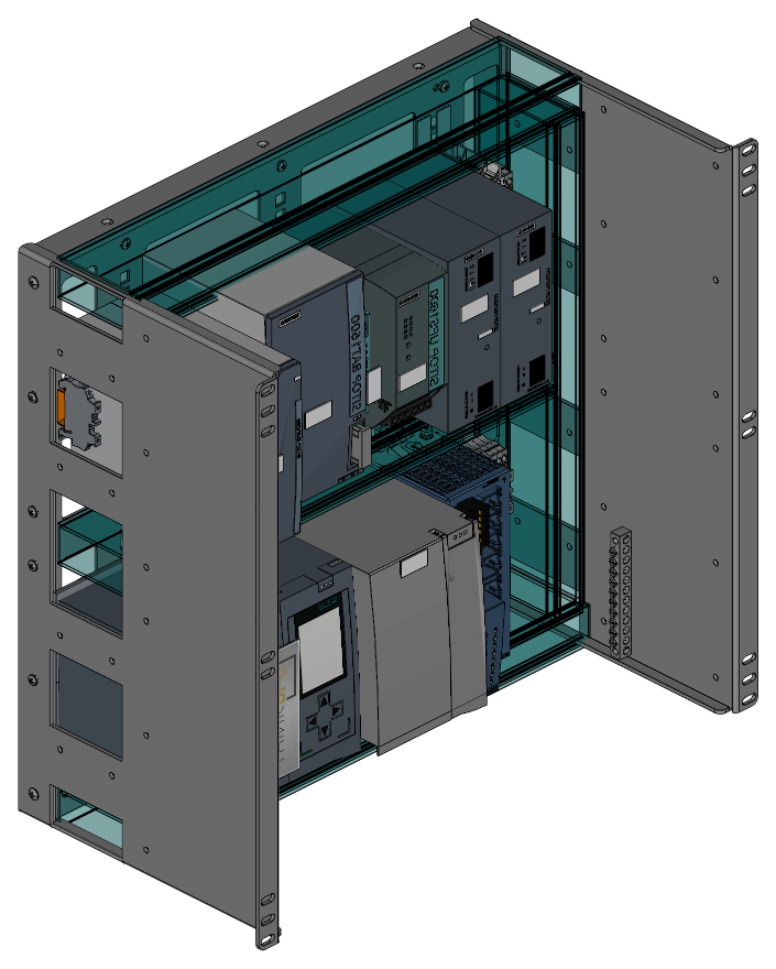 Rack panel assembly, isometric view