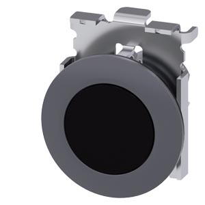 SIRIUS ACT Pushbutton, Metal Matte Black, Flat Button, Momentary, with Front Ring